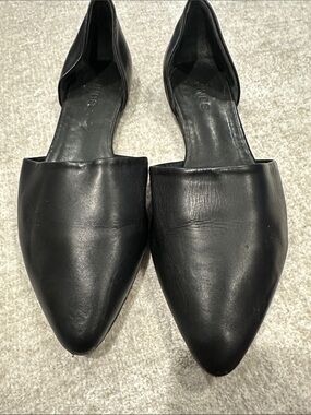 Vince Black Pointed D'Orsay Leather Flats